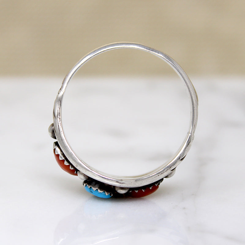 Gorgeous Turquoise & Coral Sterling Silver Band 