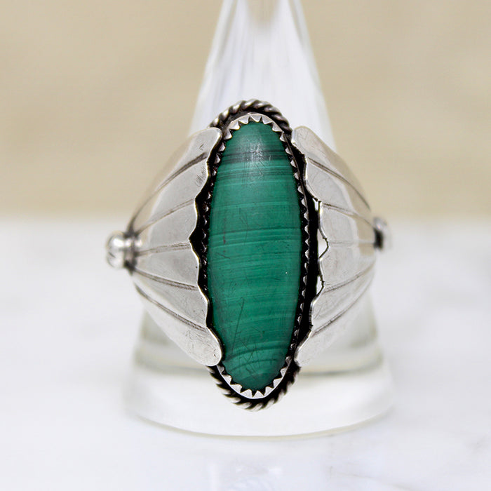 Brilliant Green Malachite in Sterling Silver Ring