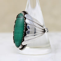 Brilliant Green Malachite in Sterling Silver Ring