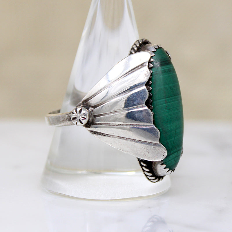 Brilliant Green Malachite in Sterling Silver Ring