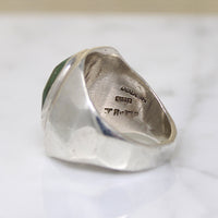 Modernist Faceted Malachite & Sterling Signet Ring