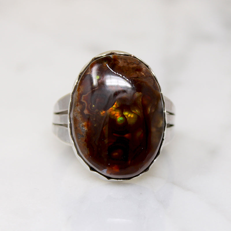 Boulder Opal in Sterling Silver Ring