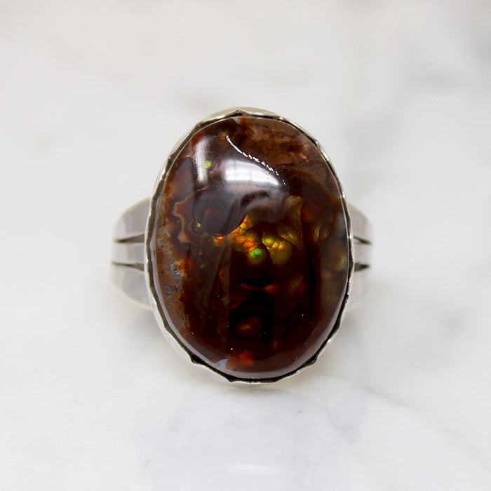 Boulder Opal in Sterling Silver Ring