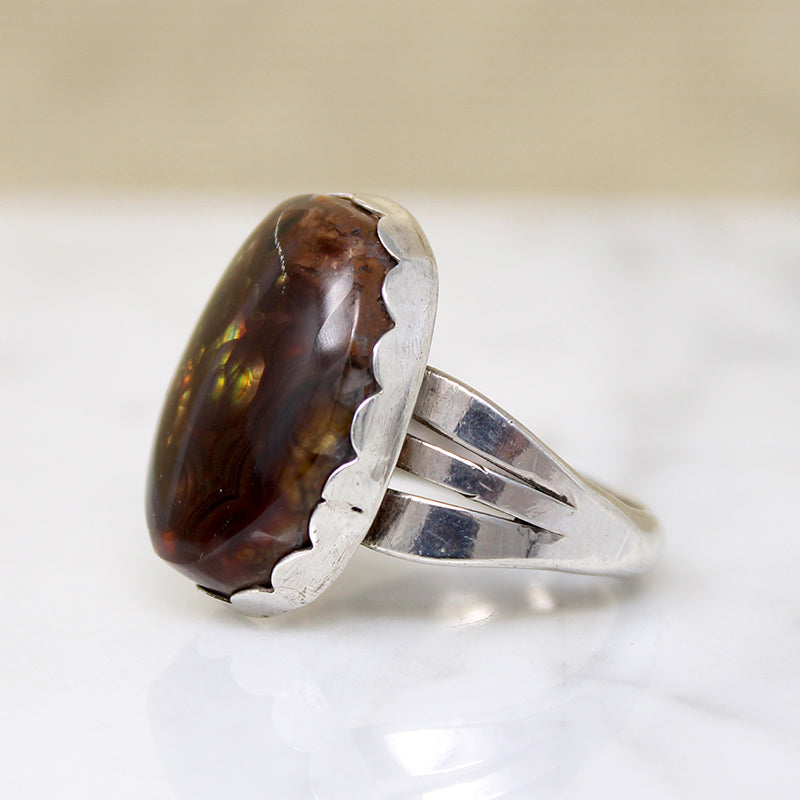 Boulder Opal in Sterling Silver Ring