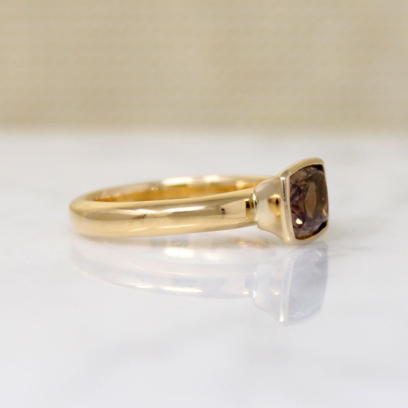 Smouldering Brown Aurora Sapphire in 18k Gold Ring