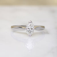 Sophisticated Mid Century Marquise Diamond Solitaire