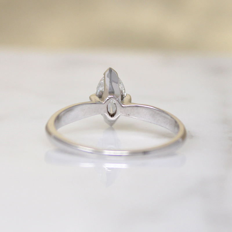 Sophisticated Mid Century Marquise Diamond Solitaire