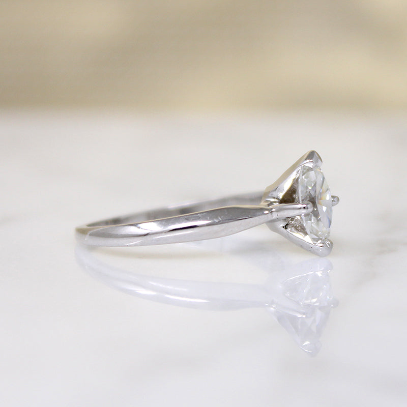 Sophisticated Mid Century Marquise Diamond Solitaire