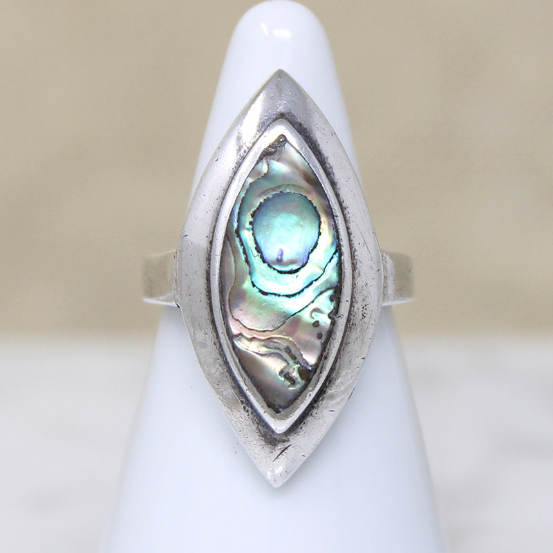 Eldritch Landscape Abalone Navette Ring