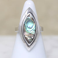 Eldritch Landscape Abalone Navette Ring