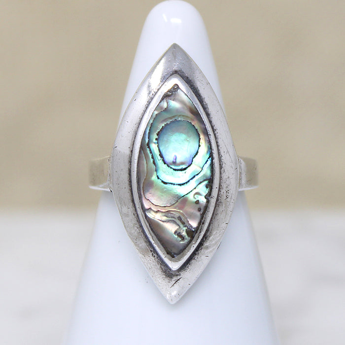 Eldritch Landscape Abalone Navette Ring