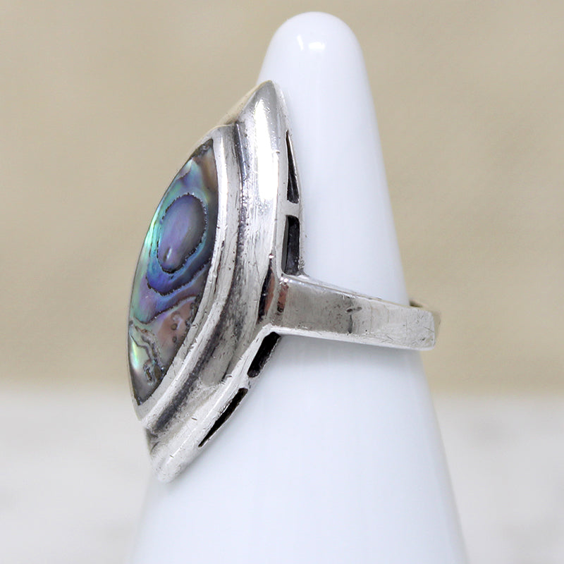 Eldritch Landscape Abalone Navette Ring