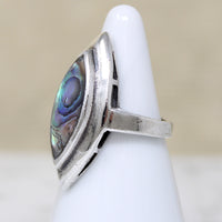 Eldritch Landscape Abalone Navette Ring