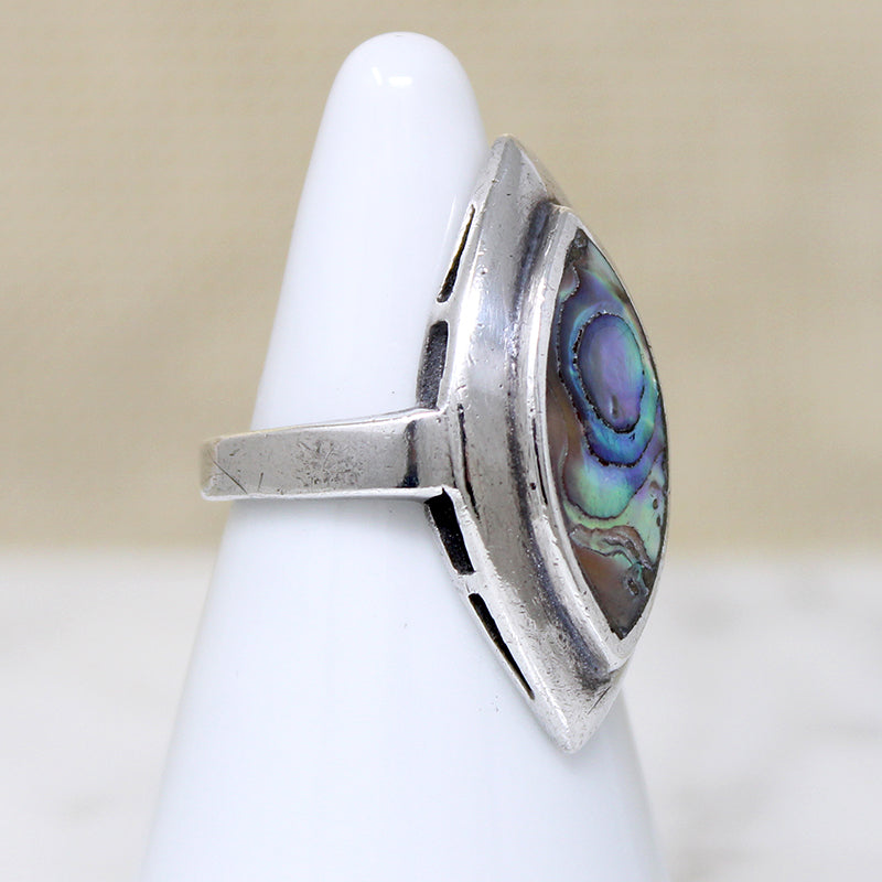 Eldritch Landscape Abalone Navette Ring