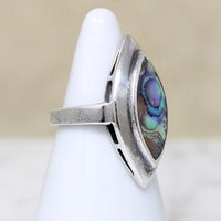 Eldritch Landscape Abalone Navette Ring