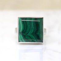 Square Malachite in Sterling Silver Ring