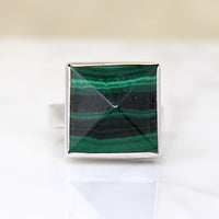 Malachite Pyramid in Sterling Silver Ring