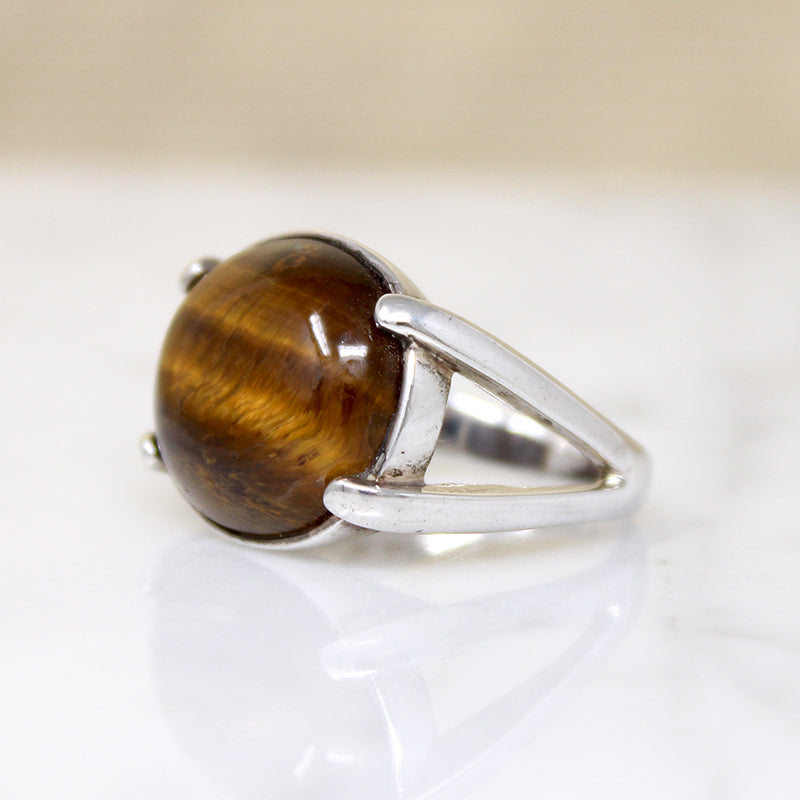 Stylish Sterling Silver & Tigers Eye Ring