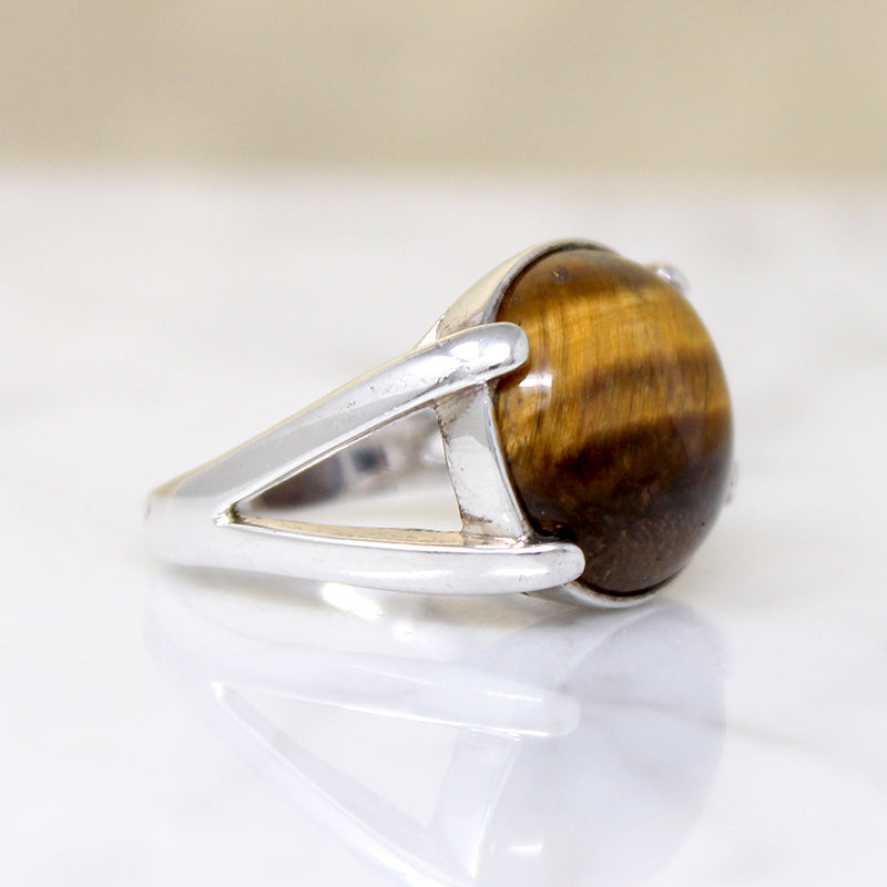 Stylish Sterling Silver & Tigers Eye Ring