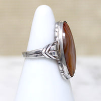 Banded Agate in Smart Sterling Art Deco Ring