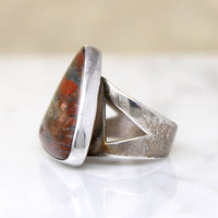 Magnificent Jasper in Triangle Motif Sterling Ring