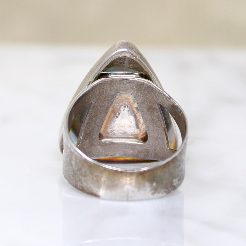 Magnificent Jasper in Triangle Motif Sterling Ring