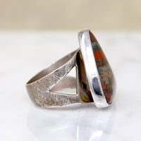 Magnificent Jasper in Triangle Motif Sterling Ring