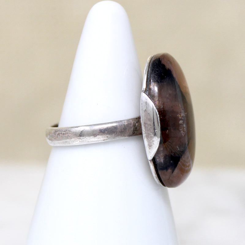 Magical Chiastolite "Cross Stone" in Sterling Ring