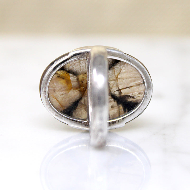 Magical Chiastolite "Cross Stone" in Sterling Ring