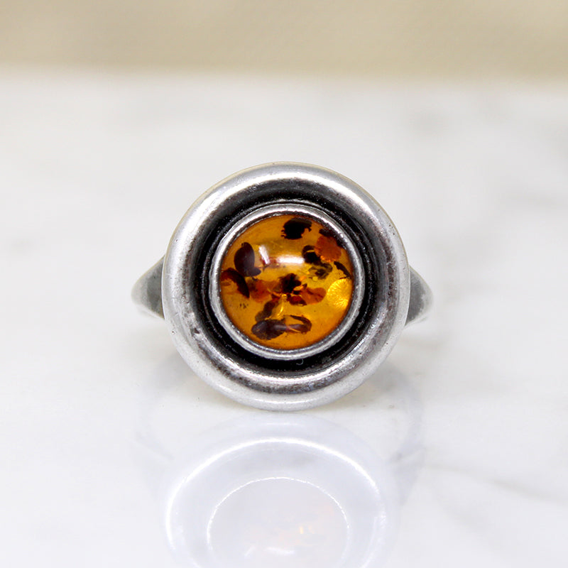 Polish Baltic Amber & Sterling Silver Ring