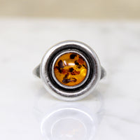 Polish Baltic Amber & Sterling Silver Ring
