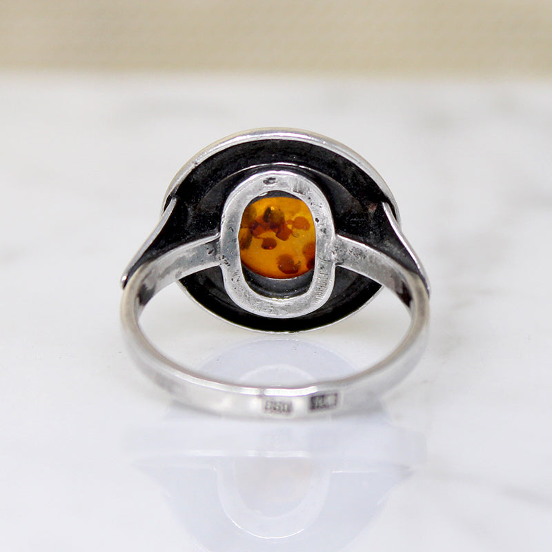 Polish Baltic Amber & Sterling Silver Ring
