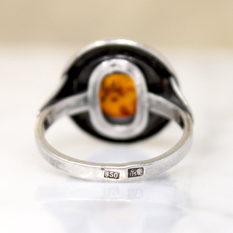 Polish Baltic Amber & Sterling Silver Ring