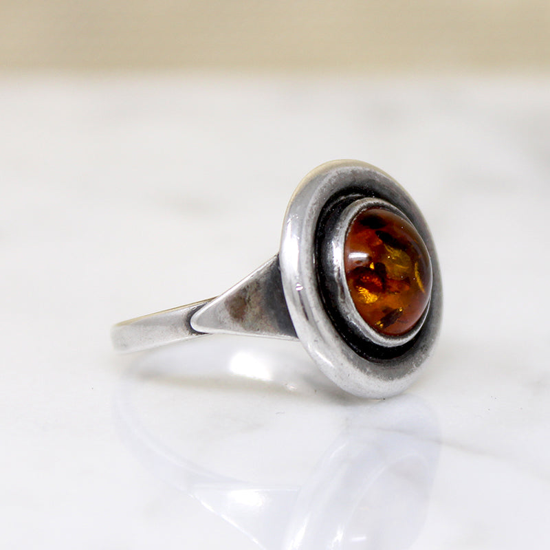 Polish Baltic Amber & Sterling Silver Ring