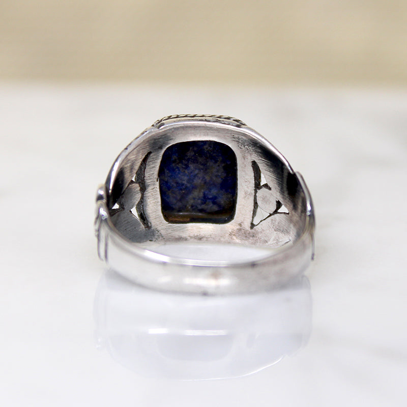 Midnight Sky Lapis in Foliate Sterling Ring