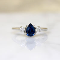 Pear Cut Sapphire in White Gold Mid Century Ring