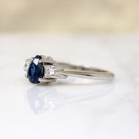 Pear Cut Sapphire in White Gold Mid Century Ring