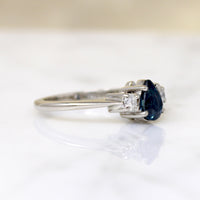 Pear Cut Sapphire in White Gold Mid Century Ring