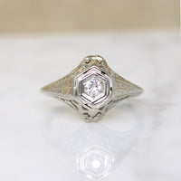 Pierced & Engraved Art Deco Diamond Ring