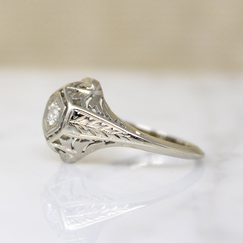 Pierced & Engraved Art Deco Diamond Ring