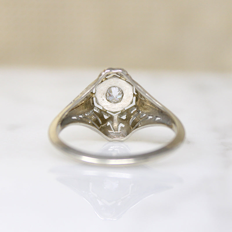 Pierced & Engraved Art Deco Diamond Ring