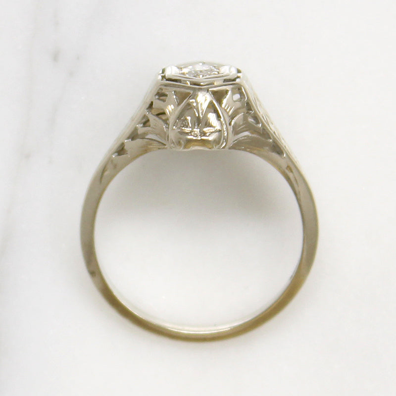 Pierced & Engraved Art Deco Diamond Ring
