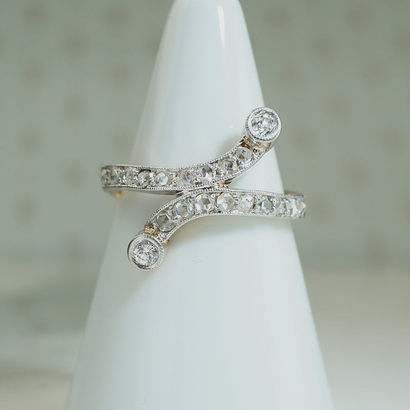 Edwardian Diamond Crossover Ring