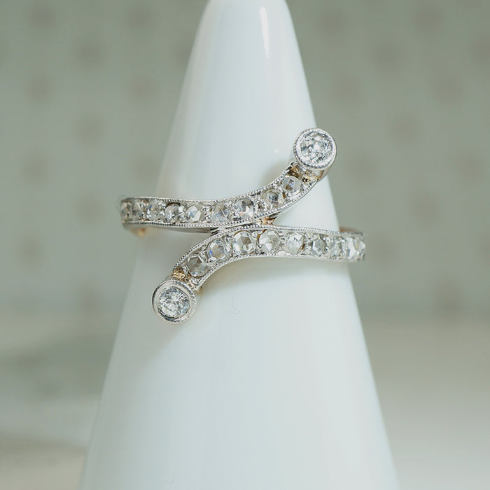 Edwardian Diamond Crossover Ring