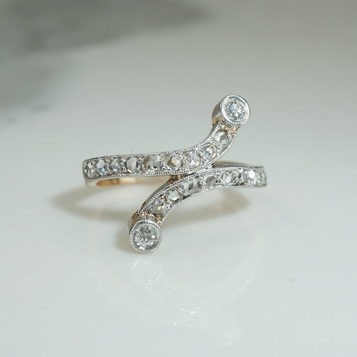 Edwardian Diamond Crossover Ring