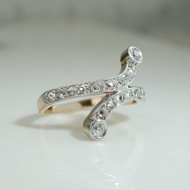 Edwardian Diamond Crossover Ring