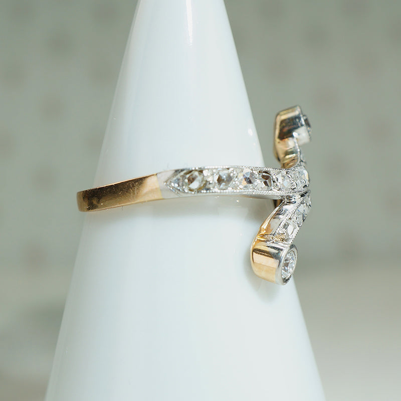 Edwardian Diamond Crossover Ring