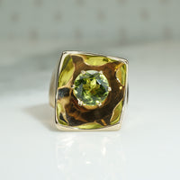 Chunky and Curvy Gold Peridot Ring