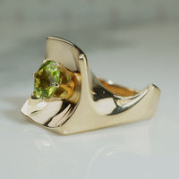 Chunky and Curvy Gold Peridot Ring