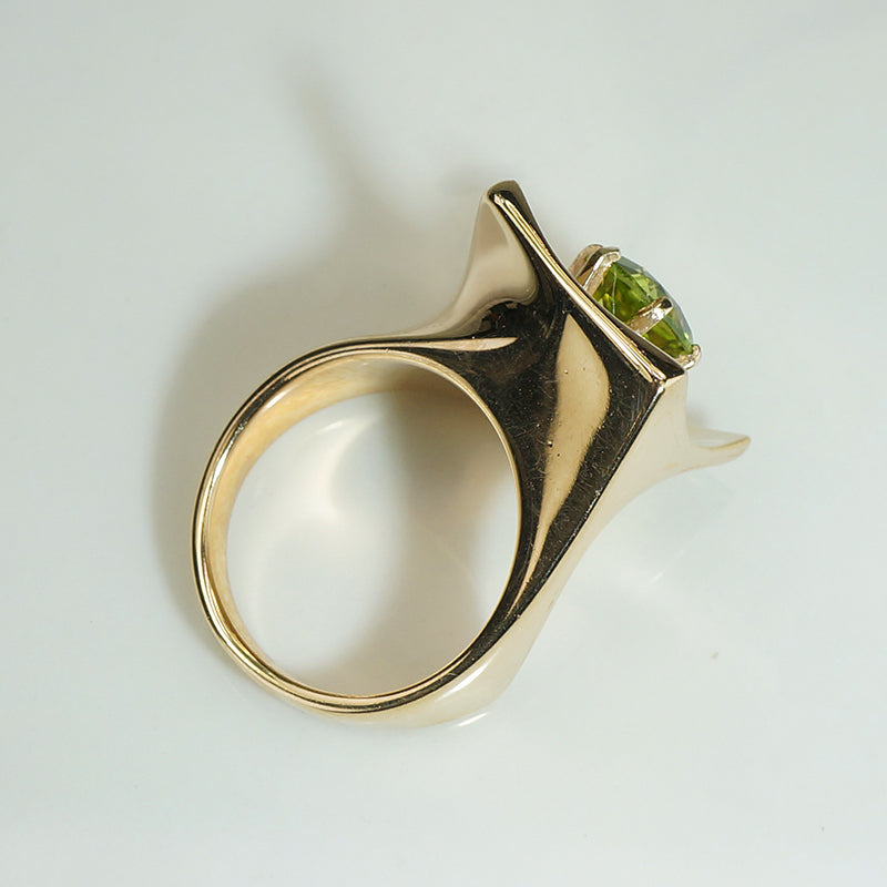 Chunky and Curvy Gold Peridot Ring